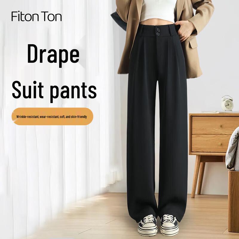 FitonTon Women's High-Waist Wide-Leg Trousers