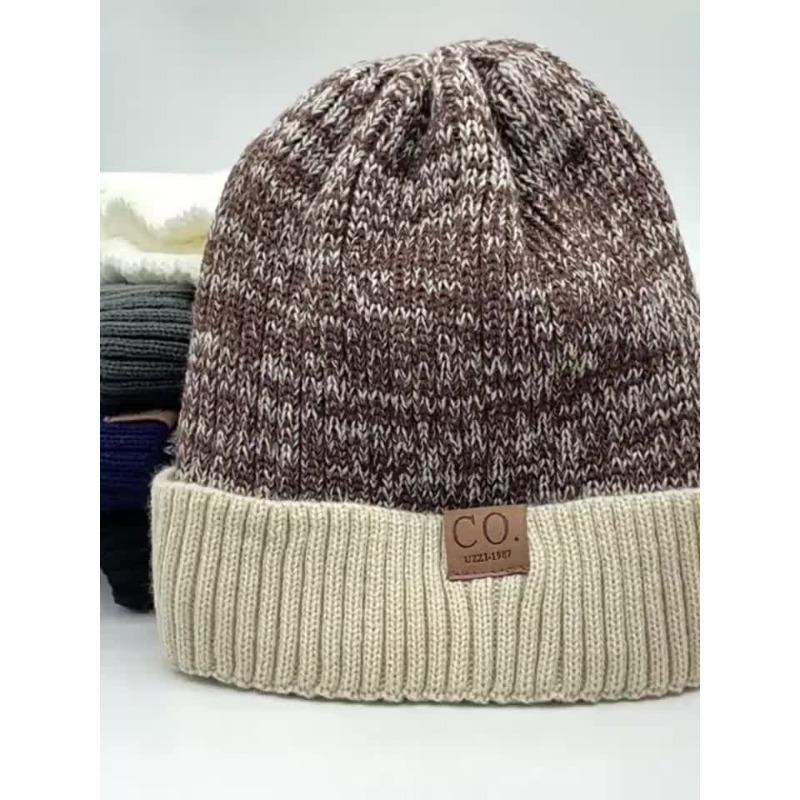 1PC Unisex Fleece Warm Knitted Wool Cap - Winter Ear Protection Design, 100% Polyester, Machine Washable