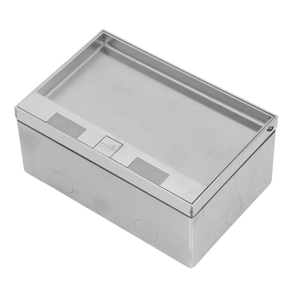 Recessed Floor Outlet Box Waterproof Stainless Steel Flat Socket Kit 4KW with 2  Standard 2 USB