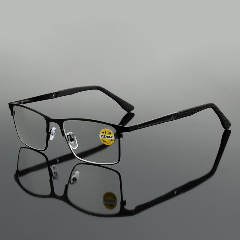 Vintage Anti Blue Light Prescription Glasses Male Business Metal Frame Square Eyewear Customization Lenses 1.56 1.61 1.67