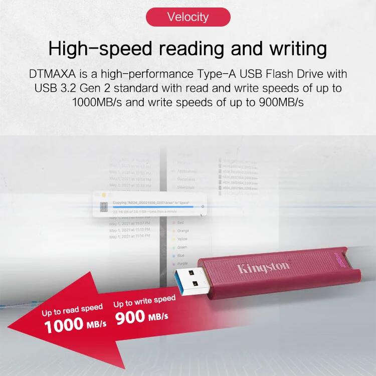 Kingston 512G USB-C USB-A-Stick, Lesegeschwindigkeit 1000 Mbit/s, hohe Leistung, TYPE-C USB 3.2 Gen 2-Serie, USB-Flash-Laufwerk, Stick 256 GB/512 GB/1 TB, DataTraveler Max