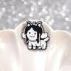 Black Eyecatching And White Pixel Art Cat Enamel Badge Playful Animal Pin Alloy