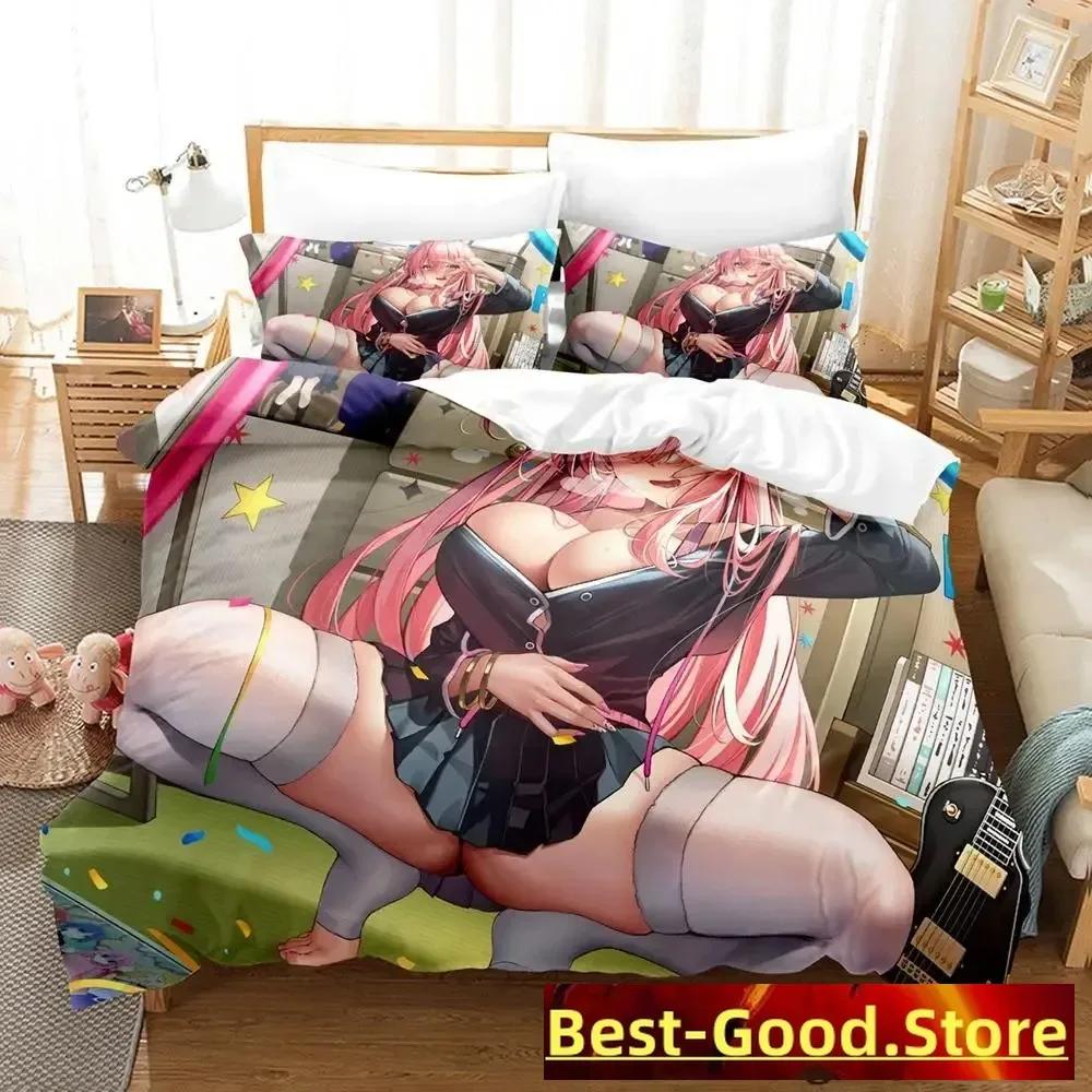 Gotou Hitori Bedding Set Single Twin Full Queen King Size Bed Set Adult Kid Bedroom Duvetcover Sets Anime Parure De Lit Bed