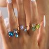 Modern Blå Kubisk Zirkonia Öppen Ring Titanstål Smycke Fingeraccessoar För Vardagsbruk Eller Event