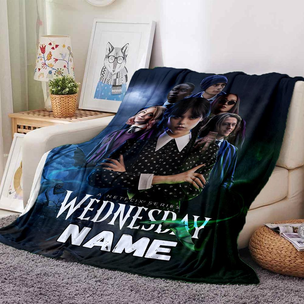 Mysterious Night At The Addams Family Estate Customize Your Name Cartoon Movie Pattern Blanket Chair Office Sofa Bed Camping Soft And Warm Give To