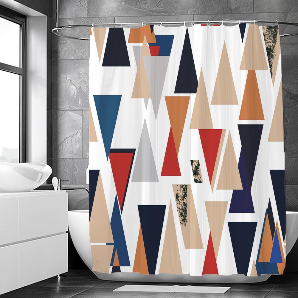 

High Quality Print Shower Curtain Minimalist Geometry Pattern Bathroom Curtains Home Decor Waterproof Polyester Fabric With Hook W60H190(CM)-1 Pcs