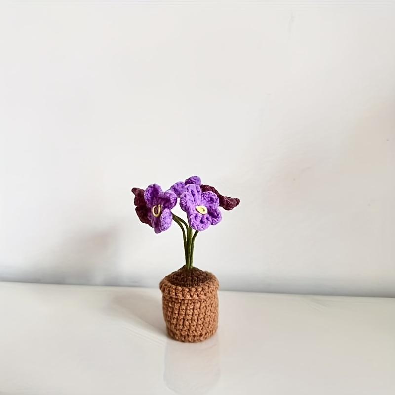 Simulated Flower Hand Woven Small Potted Plant Tulip Sunflower Hook Weaving Desktop Decoration Simulated Flower Ornament Gift