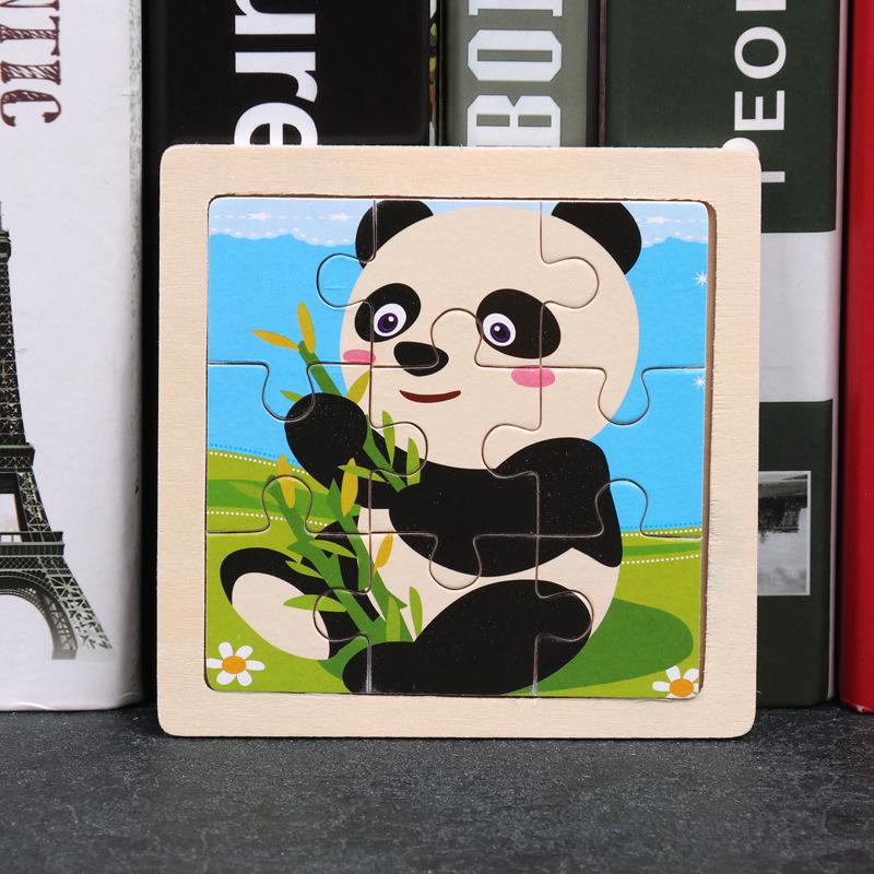3-7 Year Olds' 9-Piece Wooden Animal Jigsaw Puzzle - Educational Cartoon Toy