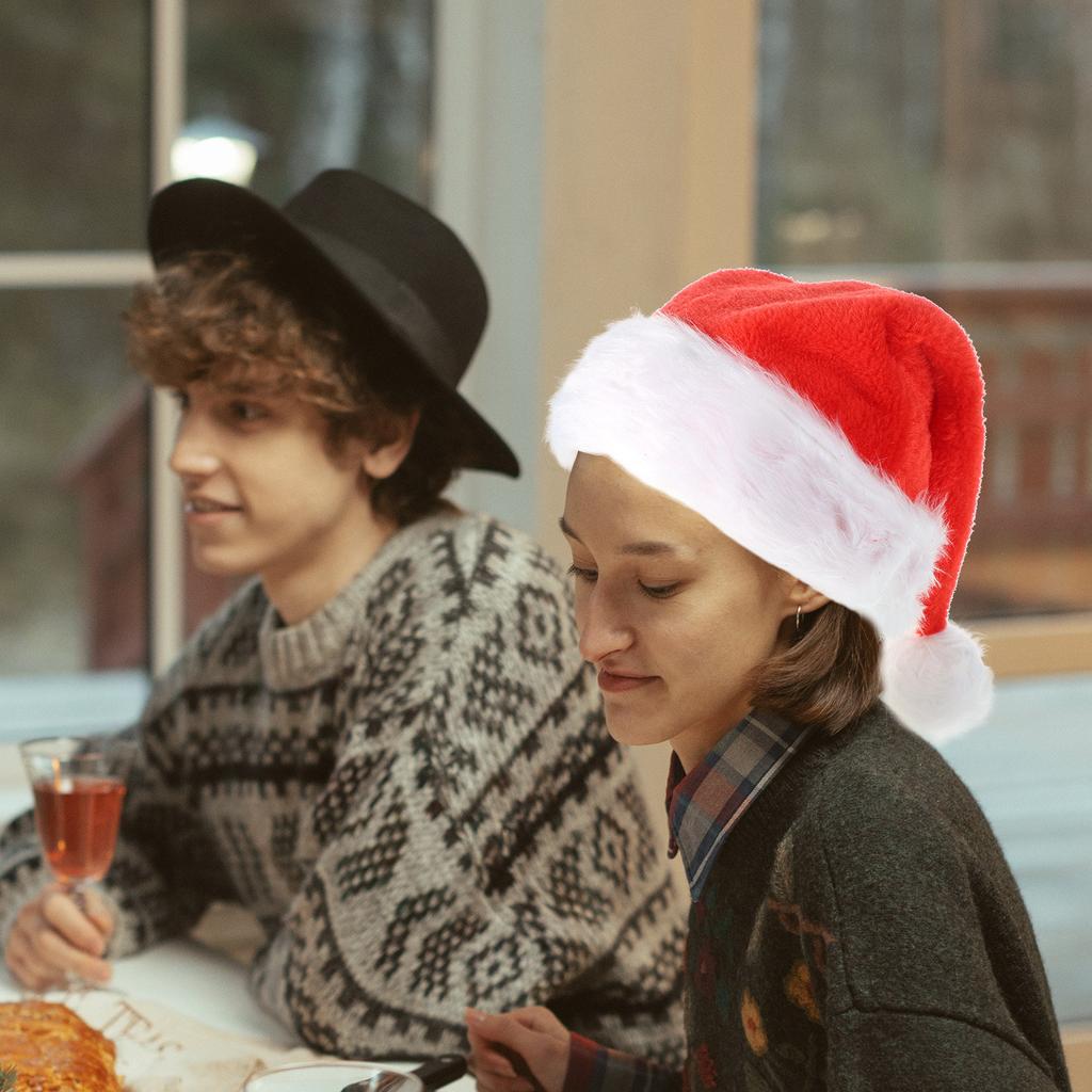 Weihnachtsmütze Weich Bequem Nikolausmütze für Männer Frauen Jugendliche Weihnachtsfeier Dekoration Warme Winter-Weihnachts Kopfbedeckung