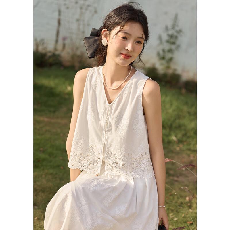 V-Neck Lace Embroidered Two-Piece Set