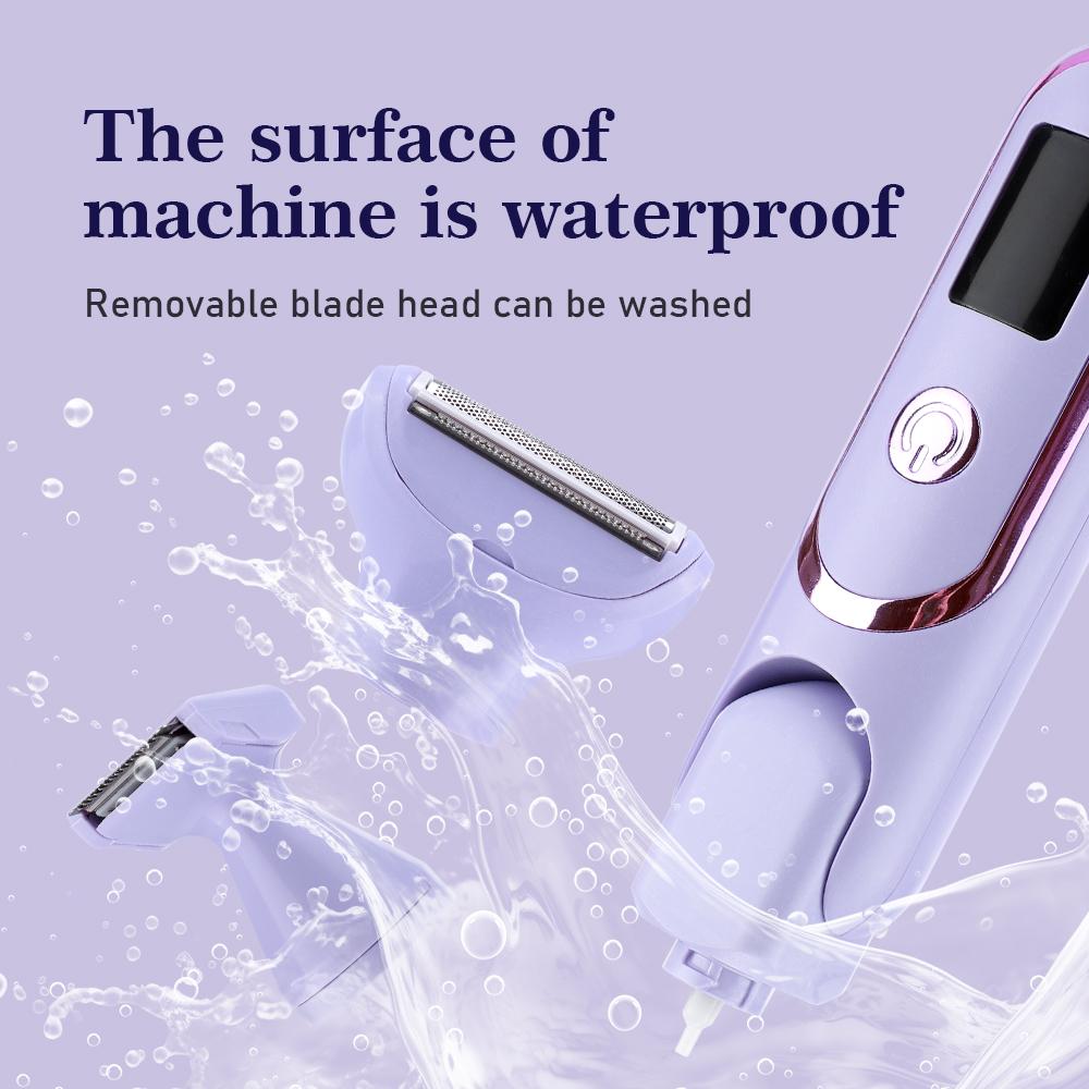 5 in1 Women's Electric Hair Trimmer for Body Face Bikini Underarm Nose-IPX7 Wet/Dry USB Rechargeable Painless Precision Trimming