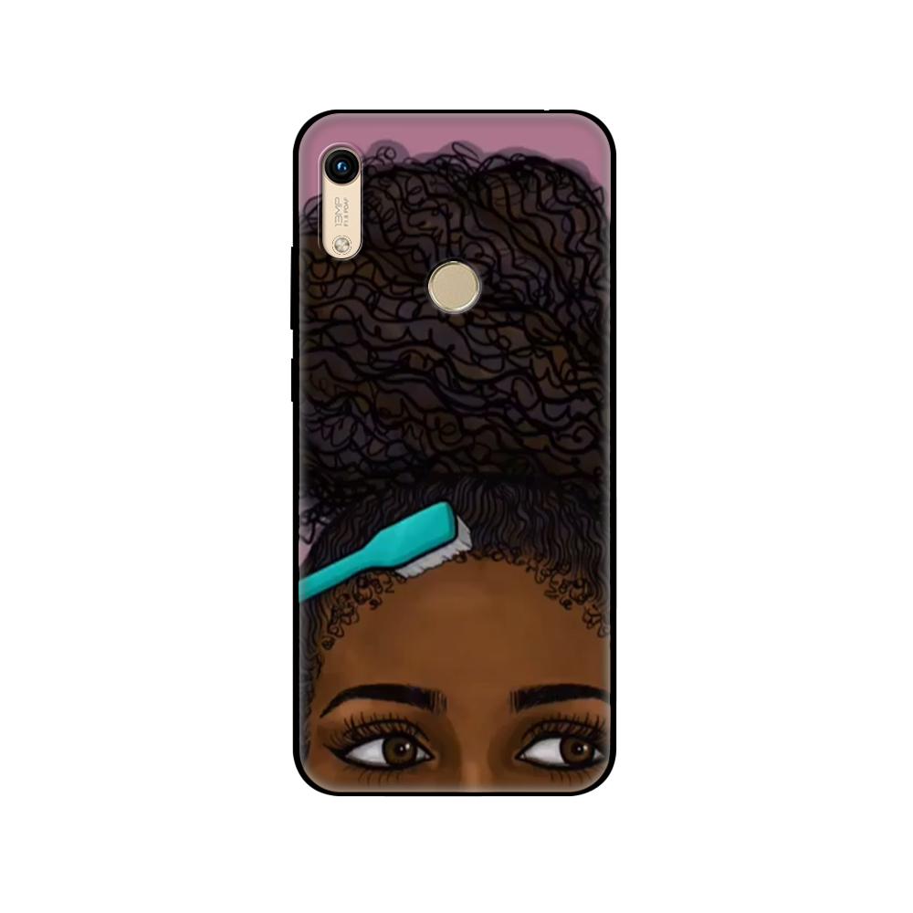 Black tpu Case For Huawei Honor 8a Prime 8s Prime 9 Lite honor 9A 9C 9X Premium 9x Pro 9S  African Beauty Afro Puffs Black Girl