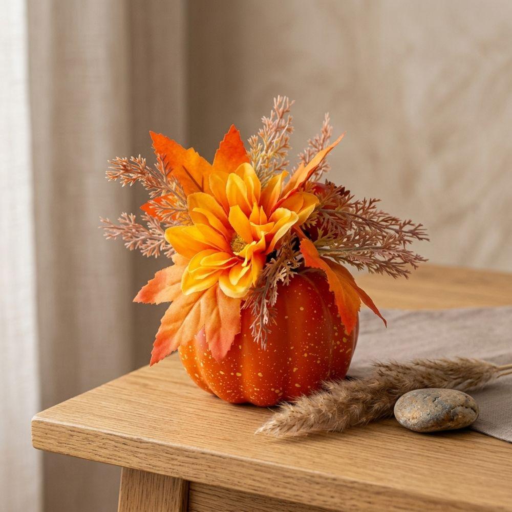 Realistic Fall Artificial Pumpkin Floral Foam Pumpkin Berry Chrysanthemum Flower Halloween