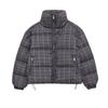 PBZA Womens Winter Thick Puffer Coat Loose Stand Collar Plaid Cotton Jacket