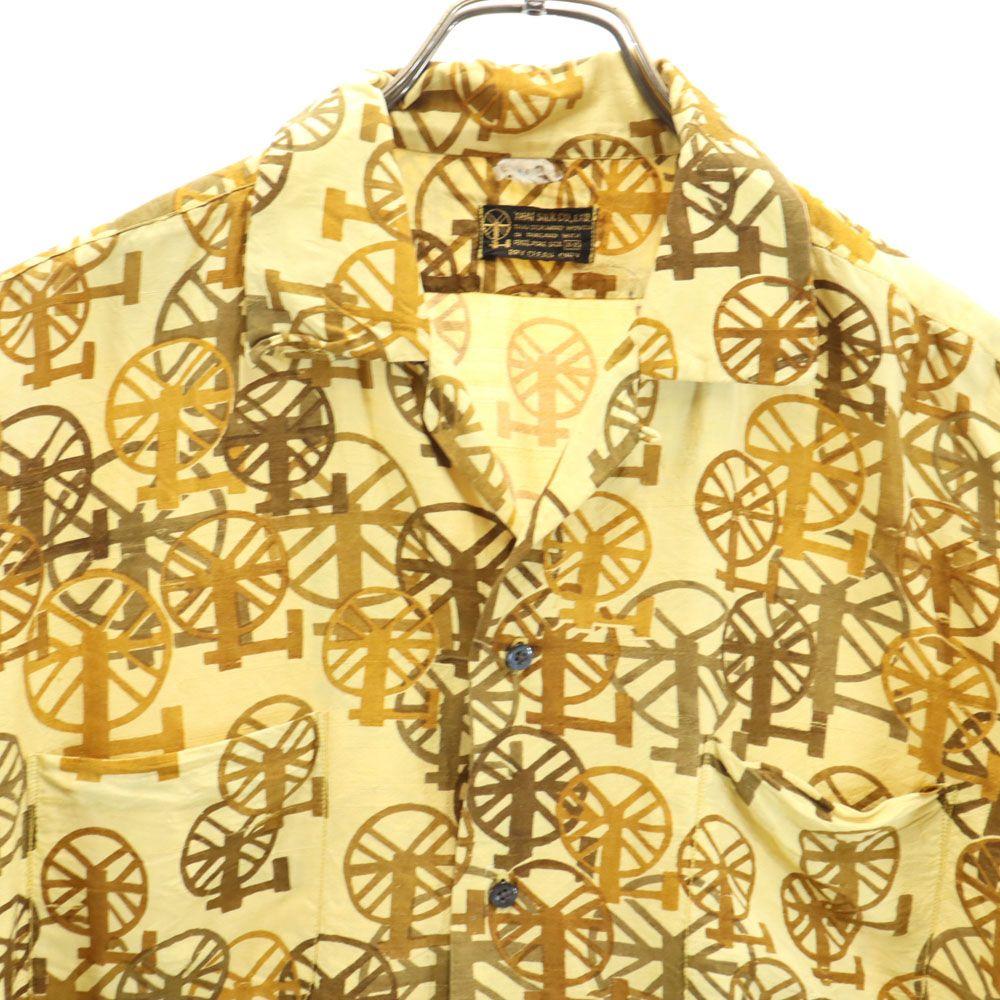 THAI SILK 60s 70s 100% Silk Vintage Overall handle Short sleeve Open collar shirt Men's Used