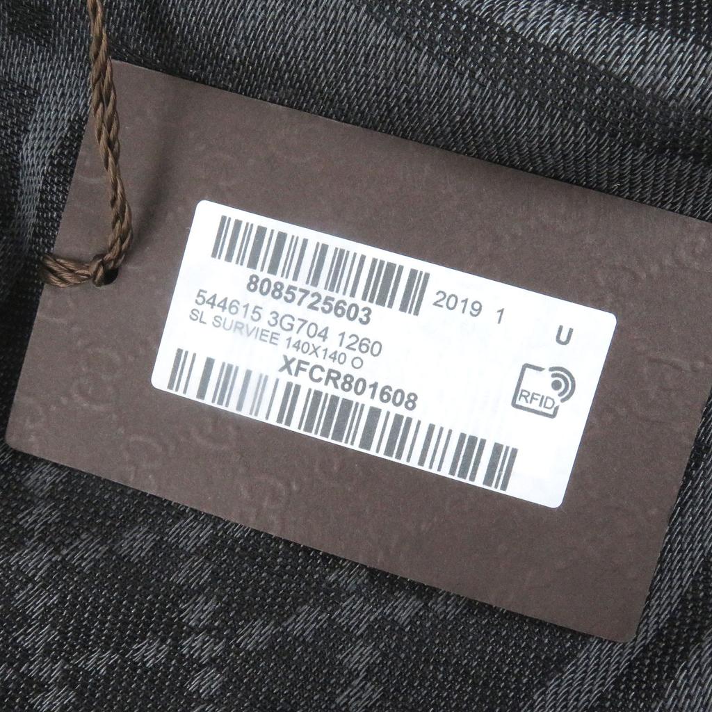 Excellent GUCCI Stall Diamante Check Pattern Fringe gray wool mens 544615 Used