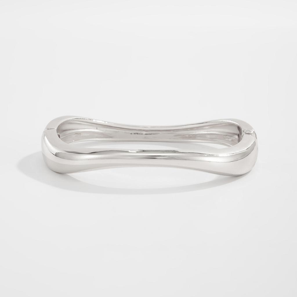 Fashion Water Drop Hug Spring Buckle Bracelet, Simple Metal Texture Glossy Open Bracelet For Women