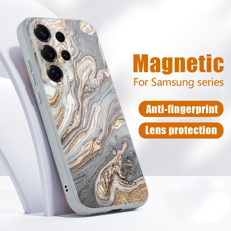 Magnetisch Für Magsafe Hülle Für Samsung Galaxy S26 Ultra S25 Edge S24 Plus S23 FE S22 A17 A54 A55 A56 A57 5G Sandstein Marmor Muster Abdeckung