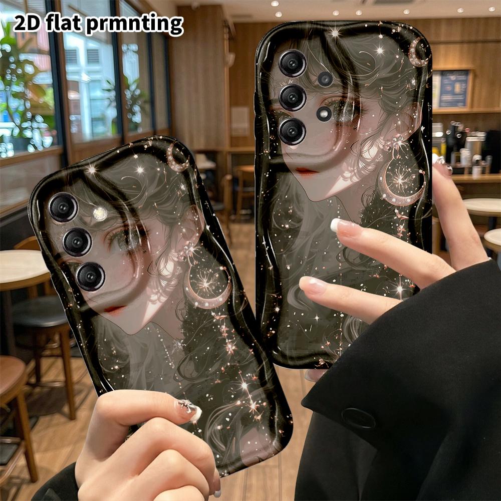 Phone Case: 2D Flat Samsung Galaxy A34 A35 M05 M06 S20 S22 S21 FE Plus 5G Protective Case, Dark Black Background, Perfect Christmas and Halloween Holi