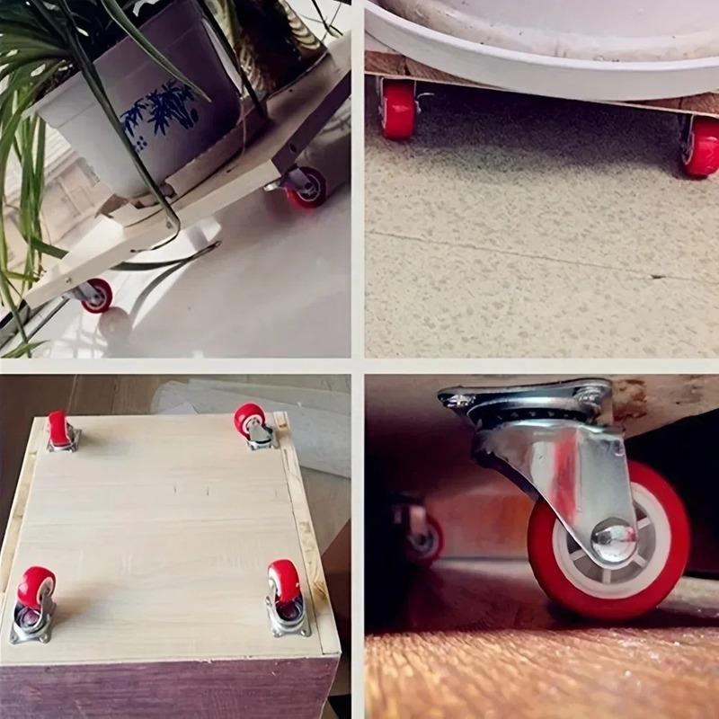 4-Pack PVC 2 "Universal and Universal Brake casters, quiet red rotating wheels, wheelbarrow, furniture project trolley
