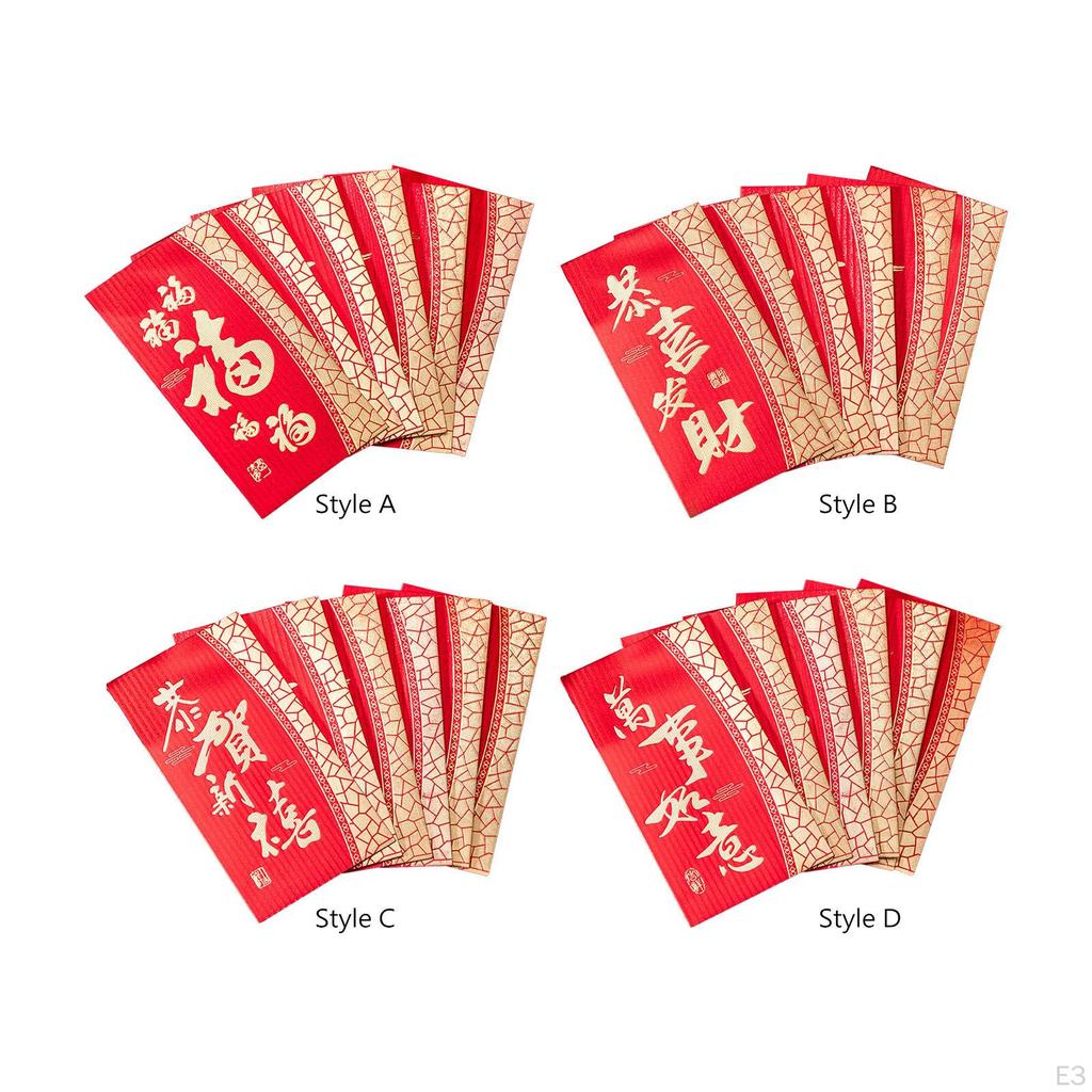 6 Pieces Chinese Year Red Envelopes Hong Bao Packets Packet Bag for Party Spring Festival