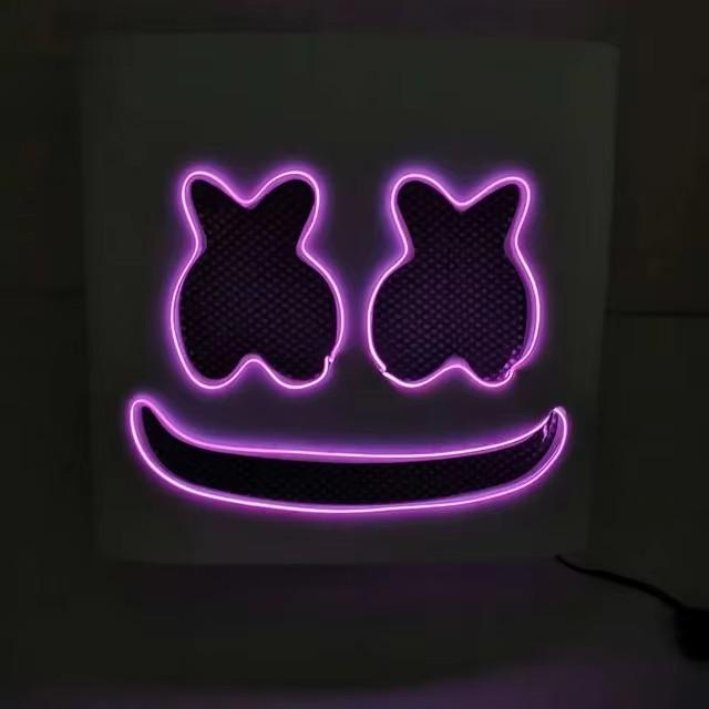Fashion Luminous LED Mask DJ Costumes Accessories Glow Supplies Neon Light Marshmallow Mask For Music Festival Nightclub Dance