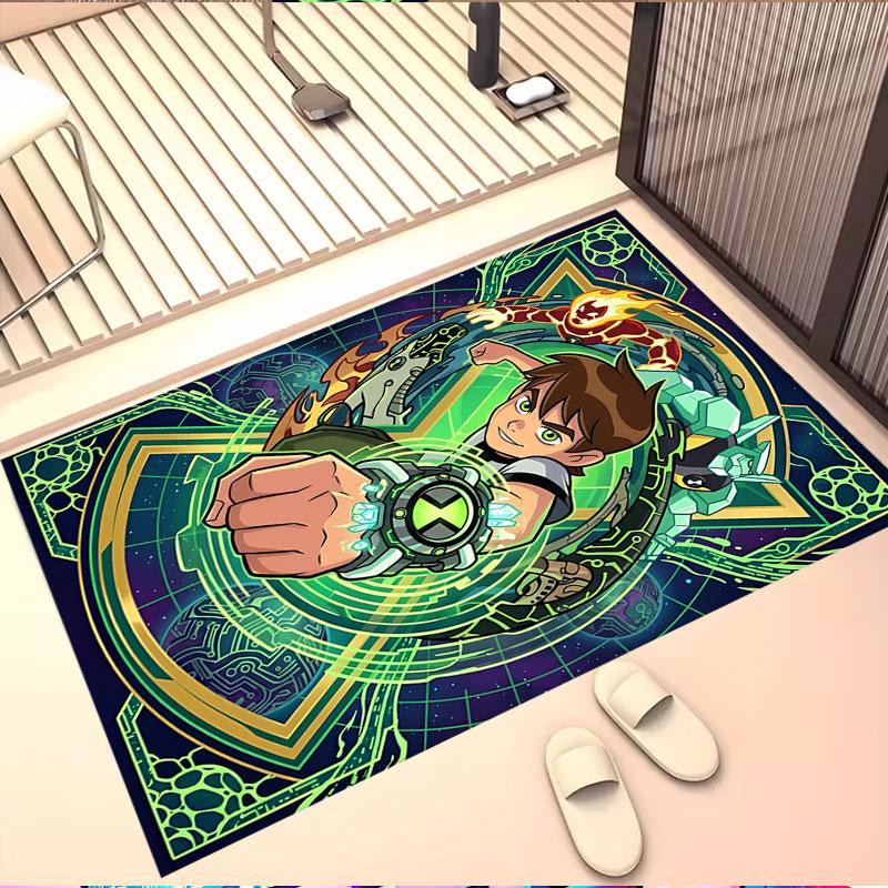 Ben 10 Cartoon Print Rug, Washable Floor Carpet, For Entryway Dorm Laundry Room Office Study, Home Decor Birthday Christmas Gift
