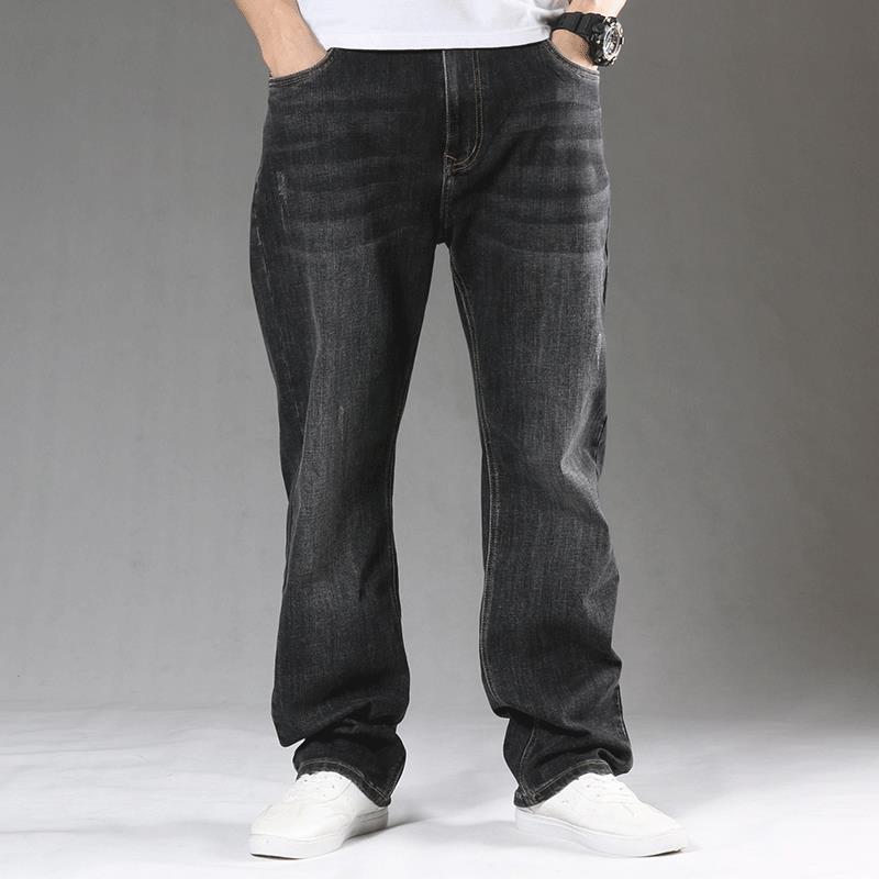 

Мужские свободные джинсы Классические прямые серые черные деловые повседневные эластичные хлопковые джинсовые брюки размера плюс 40 40 серый/чёрный