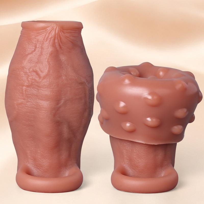 Thick Ring Cock Silicone Dick Sleeve Enlargement Lock Sperm Dildo Penis Adult Men Sex Toys Enlarged Penis Sleeve Male Sexy Toy