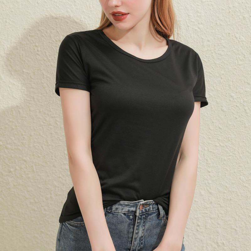 Primăvară și Vară Modă Femei Tricou cu Mânecă Scurtă cu Gât în V și Gât Rotund Sexy Croială Largă Topuri Tricou Basic