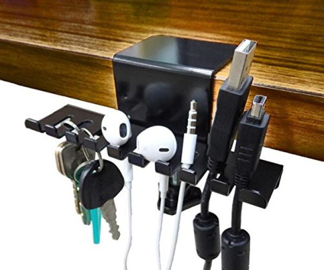 NBROS Clamp-Type Cable Holder NB-CAHOLD01SC - Convenient for organizing mouse, cables, earphones, key hooks, and other small items