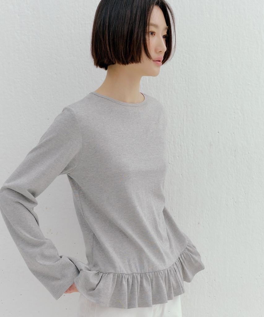 Okuka Layered Frill Top - Gray