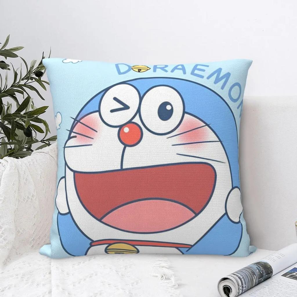 Kawaii Doraemon Wink Cartoon Pillowcase Printing Polyester Cushion Cover Gift Japanese Anime Throw Pillow Case Cover Square 18"