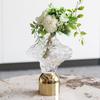 Irregular Semi Transparent Glass Vase, Geometric Flower Arrangement, Glass Container, Living Room Decoration Metal Vase