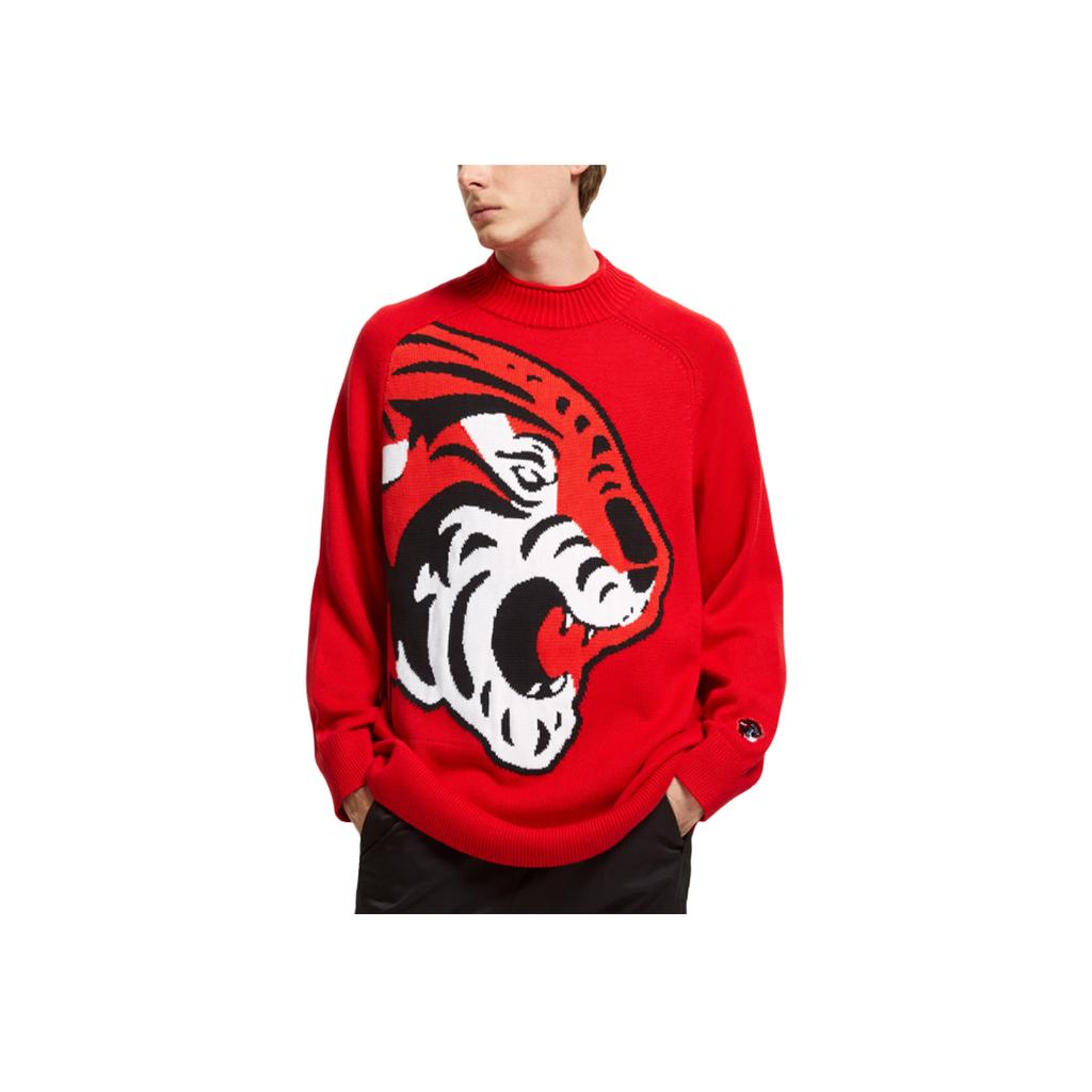 Calvin Klein Tiger Year Limited Edition Tiger Head Jacquard Crew Neck Sweater Unisex Sweater Red J400119-XAT