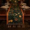 Vintage Table Runner Jacquard Runner Floral Elegant Tassel Edge with Tassels for Dining Home Party Decor Durable