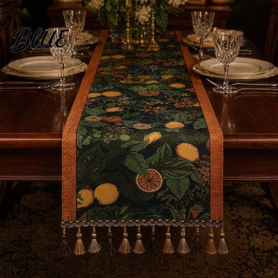 Vintage Table Runner Jacquard Runner Floral Elegant Tassel Edge with Tassels for Dining Home Party Decor Durable