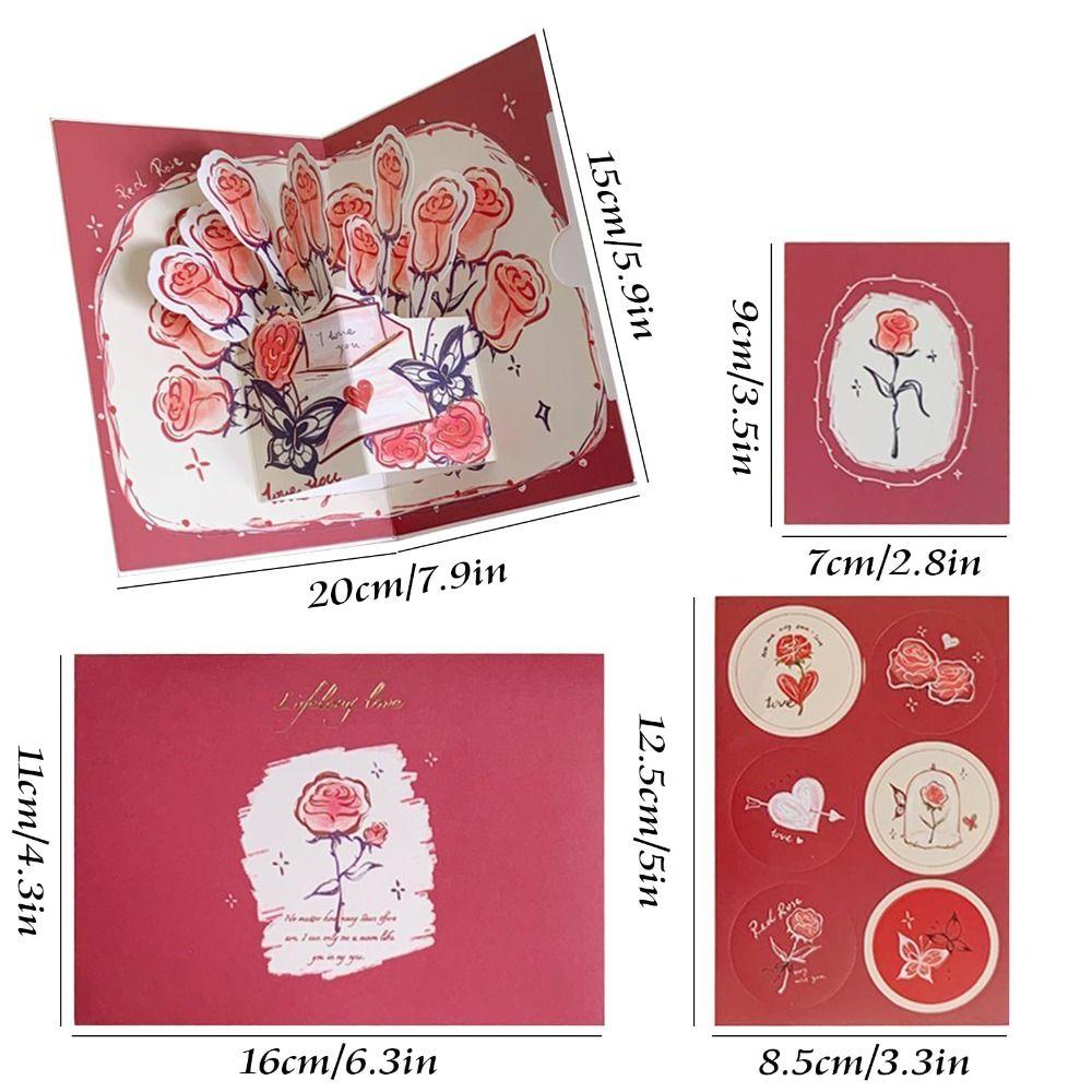 Surprised 3D Greeting Card Pop Up Love with Envelope Blessing Card Rose Valentine's Day Card Wife Girlfriend Gift