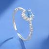 S925 Sterling Silver Blue Zircon Flower Ring: Women's Korean Style, Light Luxury, Simple, Versatile, High-End Fashion.