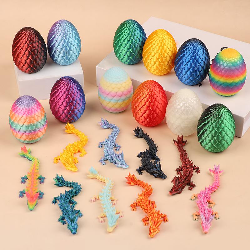 

24pcs 12sets 3D Printed Dragon Egg with Dragon Sculptures Easter Basket Filler Kids Gift Birthday Party Favors Pinata Filler