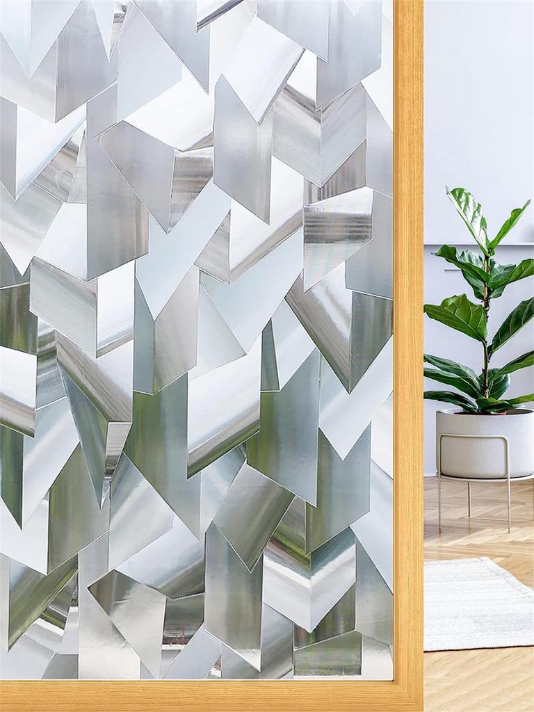 3D Decorative Window Privacy Film Frosted Static Cling Self-adhesive Window Decals for UV Blocking Heat Control Glass Stickers