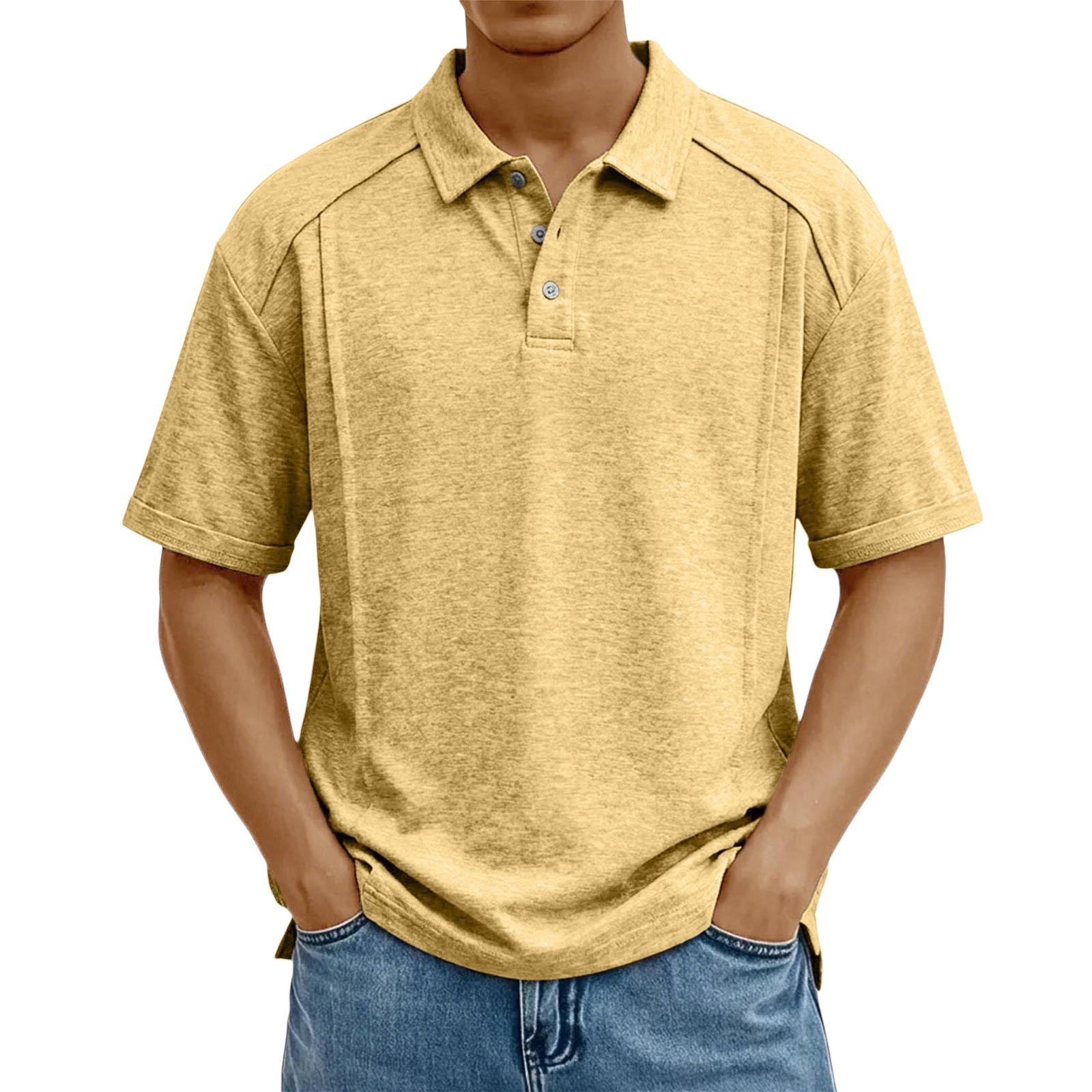 

Men s Casual Collared Lightweight Breathable Short-Sleeve Shirt XL жовтий
