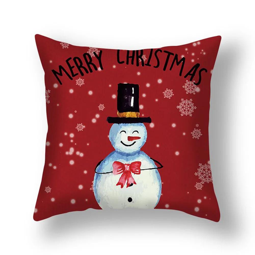 Home Christmas Cushion Cover Pillowcase   Sofa Decorations Happy New Year  Funda De Almohada