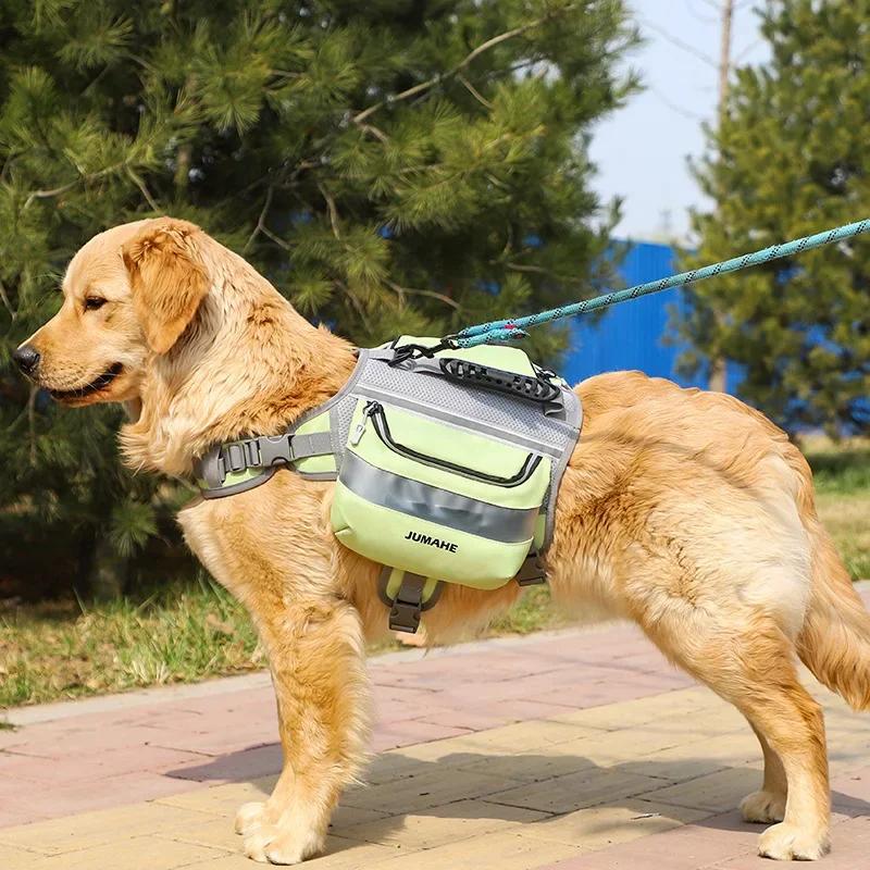Large Capacity Dog training Backpack Harness Capacity Double Pack Reflective Adjustable Pet Chest Strap training storage collar