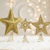 Y Christmas tree top star wrought iron ornaments, pentagram star sequins atmosphere Christmas decoration accessories