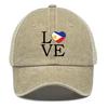 LOVE" Philippine Flag Print Snapback Mesh Cap, Patriotic Man's Cap Distressed Vintage-Inspired Inelastic Simple Adjustable Trucker Hat
