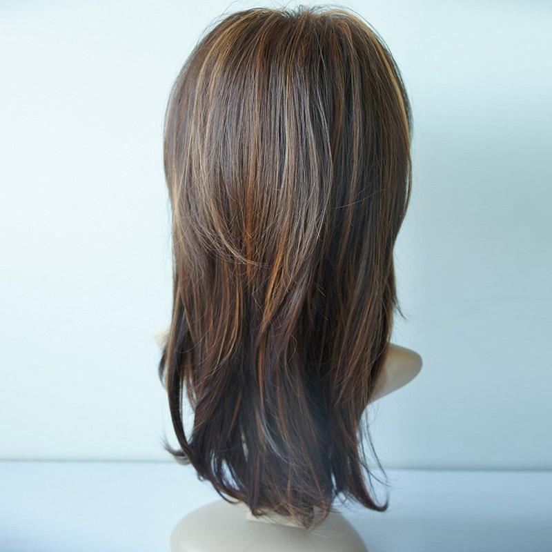 Parrucca Lunga Ondulata Riccia Completa da Donna Capelli Castani Parrucca per Cosplay