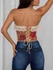 Retro Jacquard Lace Patchwork Fishbone Corset - Sexy French Oil Painting Style