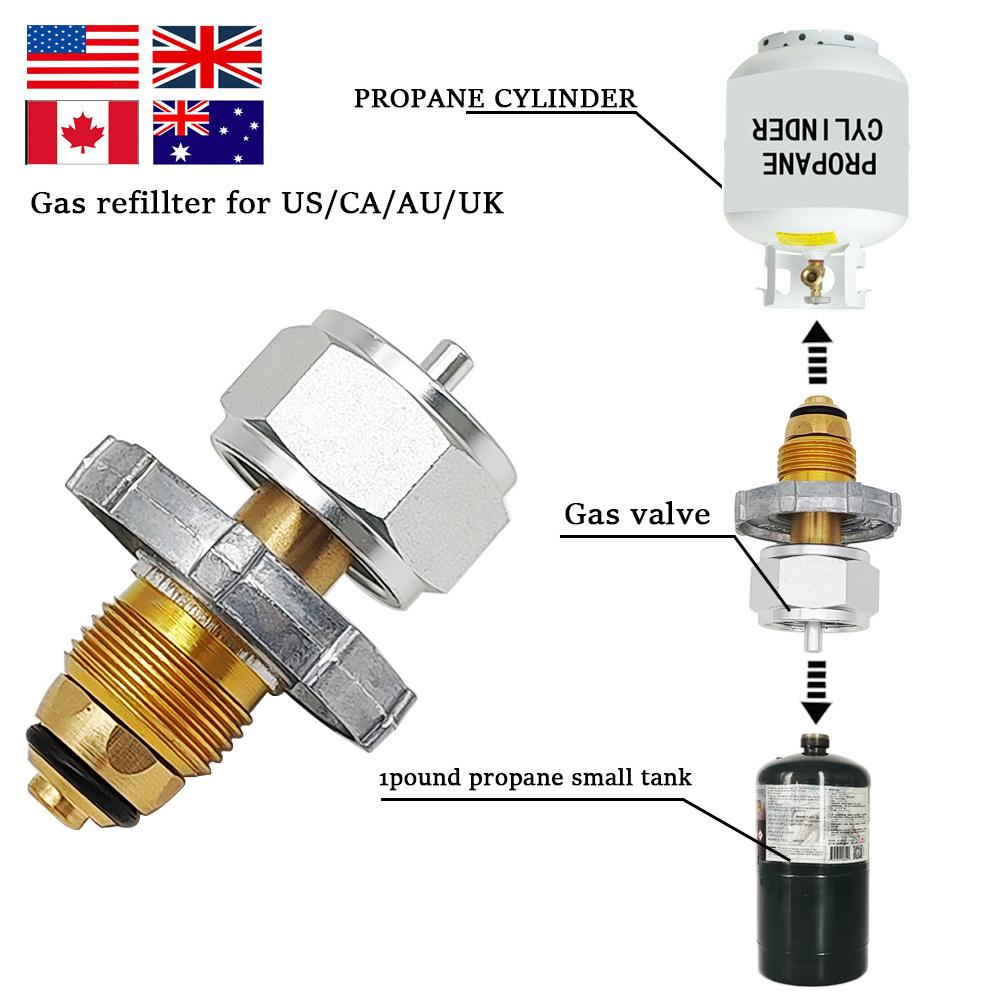 Gas Stove Connector Tank Head Adapter Portable Propane Tank Adapter Copper Camping Bottle Propane Transfer Nozzle for BBQ Picnic
