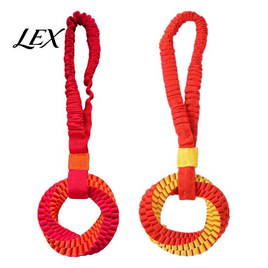 Braided Rope for Dogs Bungee Dog Tug Toy, Woven Ring with Long Handle, Interactive Chew Teeth Durable Toys Cleaning Toy Medium Large Dogs, Dental Care
